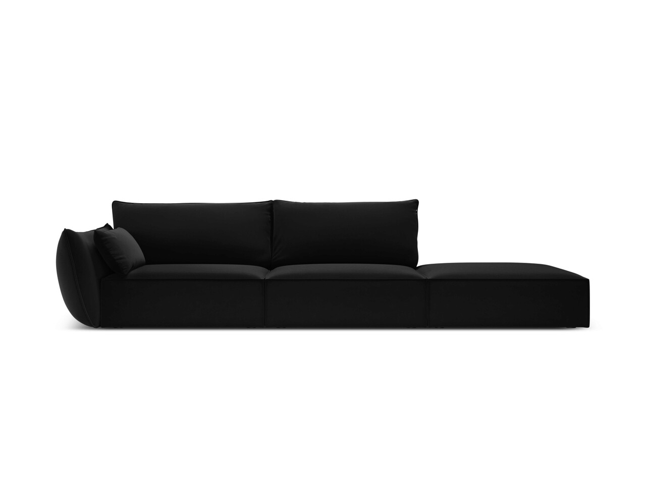 Canapea 4 locuri cotiera dreapta, Kaelle, Micadoni Home, BL, 264x110x85 cm, catifea, negru Canapele